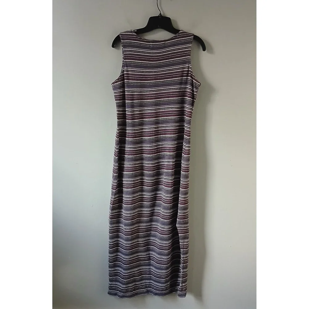 Embassy Row Women's Size S Vintage Maxi Dress Front Slit Sleeveless Striped Knit
